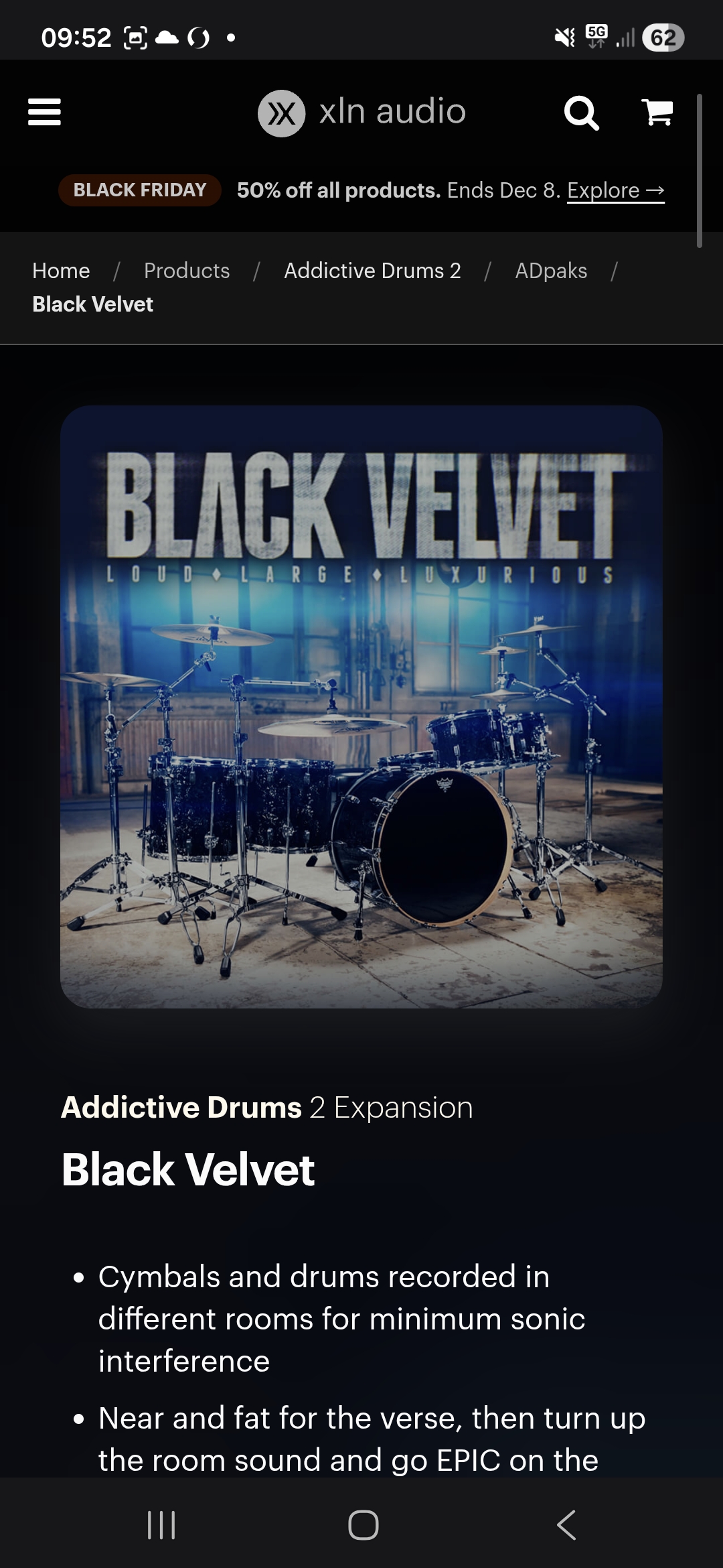 XLN Audio addictive drums 2 + black velvet
